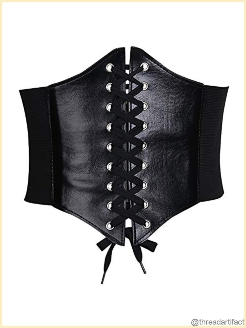 Wide Elastic Lace-Up Corset Belt Waspie PU Leather Waist Belt for Dresses